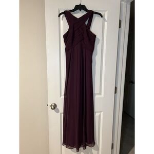 Bill Levkoff Women's Bridesmaid Dress Wine Color‎ Chiffon Halter A-line Size 6